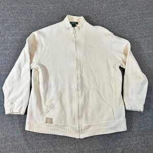 Lauren Ralph Lauren Womens Full Zip Jacket Cream Size L Ski Team Distressed